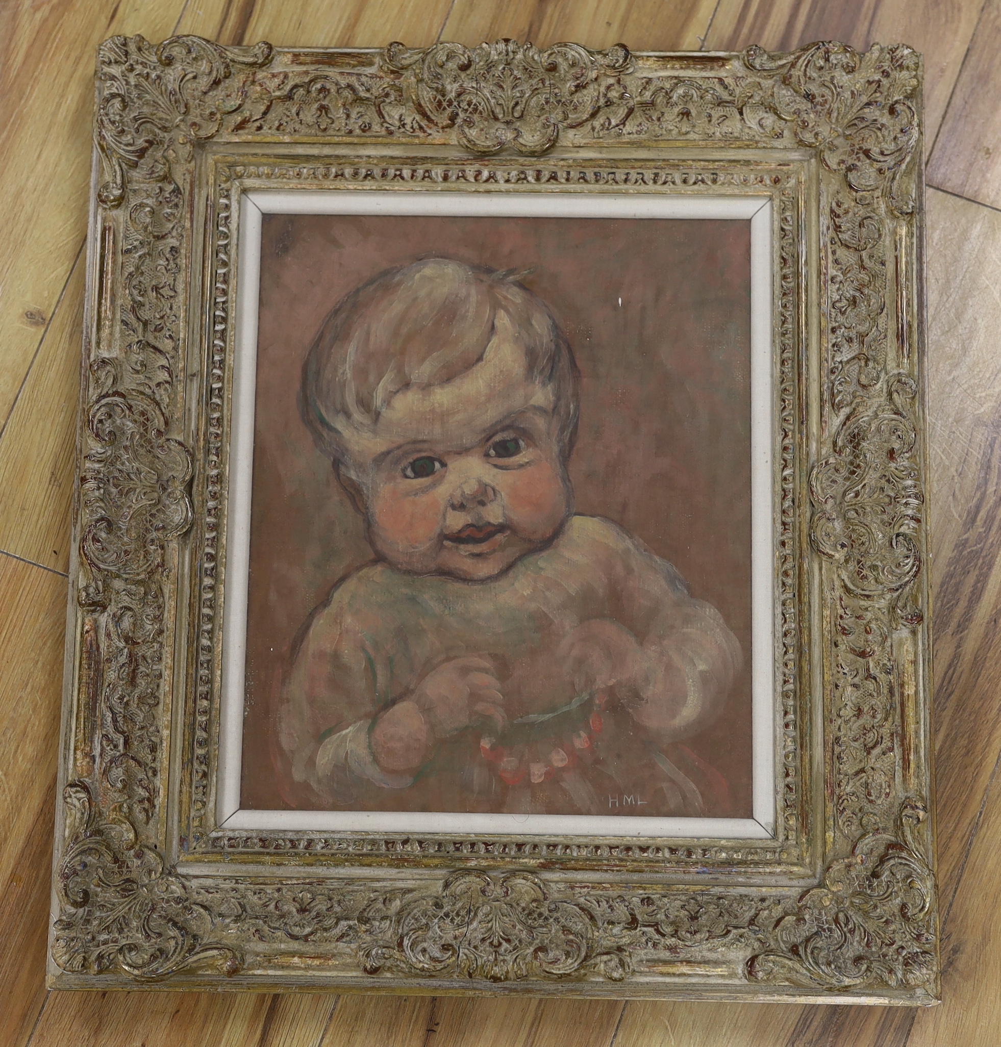 Horace Mann Livens (1862-1936), oil on canvas, Study of an infant, initialled, 37 x 30cm